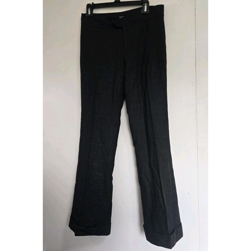 Vintage Gap Pants Womens 4 Black Wide Leg Y2K Wool Blend Stretch Career Casual